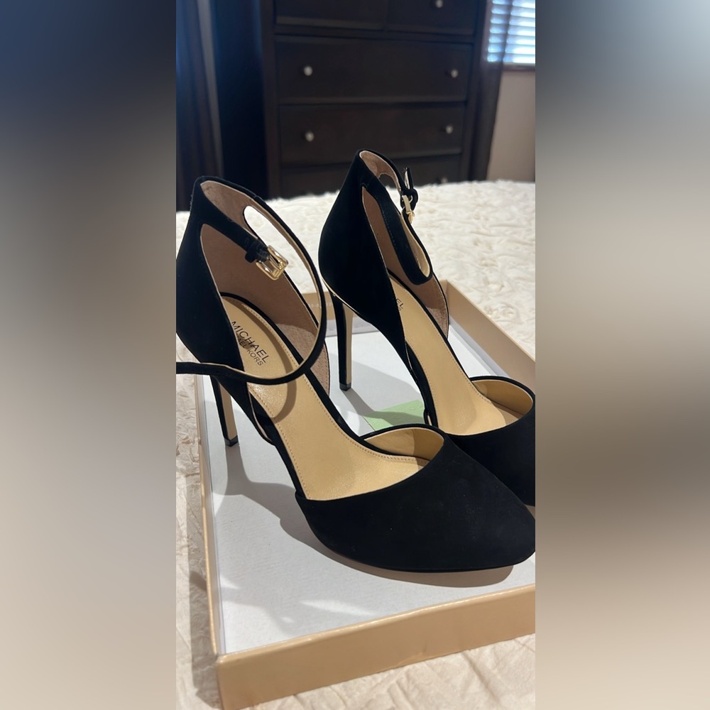 Brand new Michael Kors suede black heels